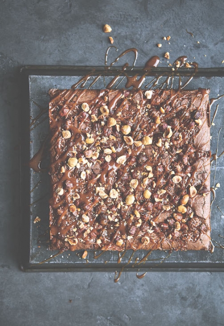 BROWN BUTTER BROWNIES WITH HAZELNUTS & SALTED CARAMEL