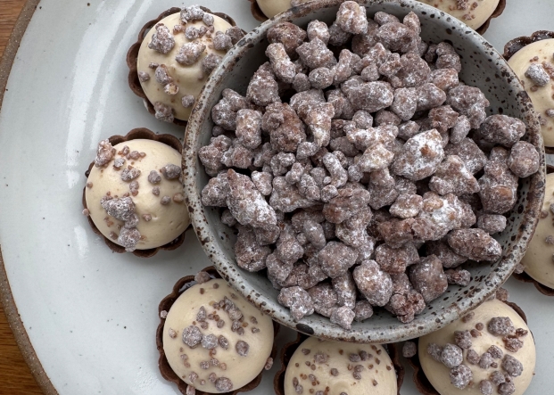 Chocolate Peanut Butter Tart with Puppy Chow