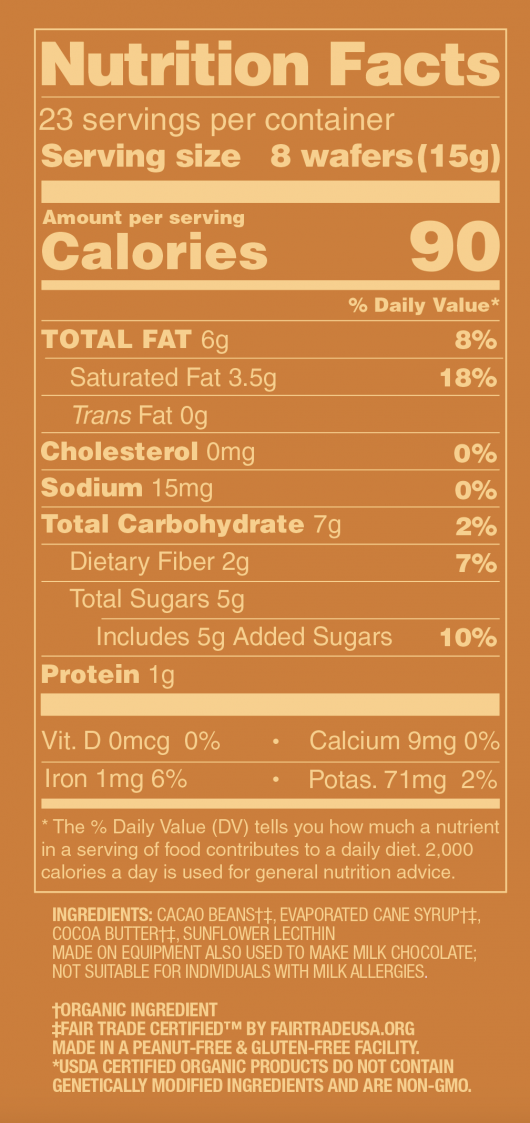 Semisweet Chocolate Organic Wafers - 66% Cacao