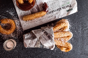 CHURROS WITH CINNAMON SUGAR AND CHOCOLATE SAUCE